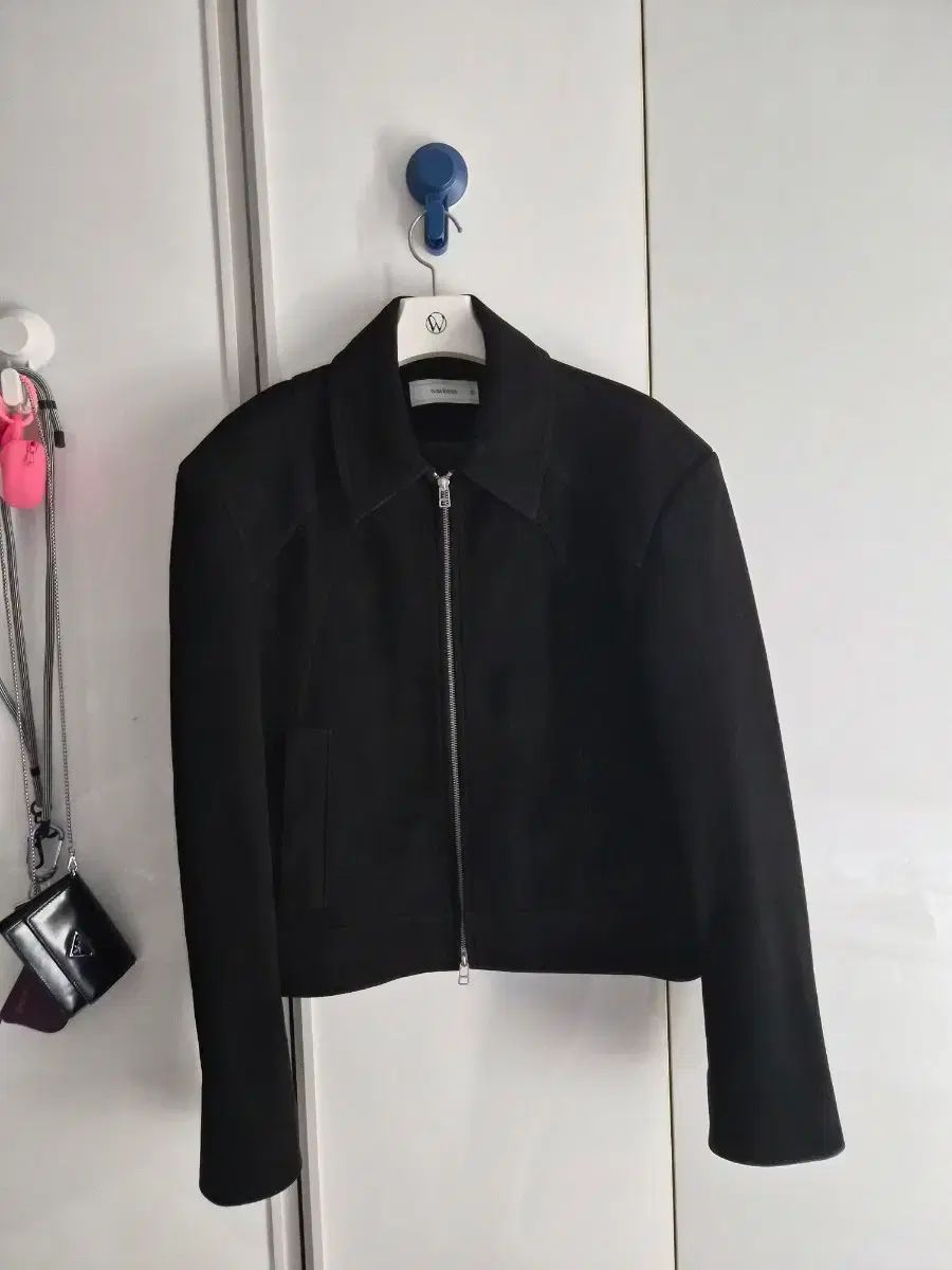 2 サージ スウェード クロップド ジャケット ブラック