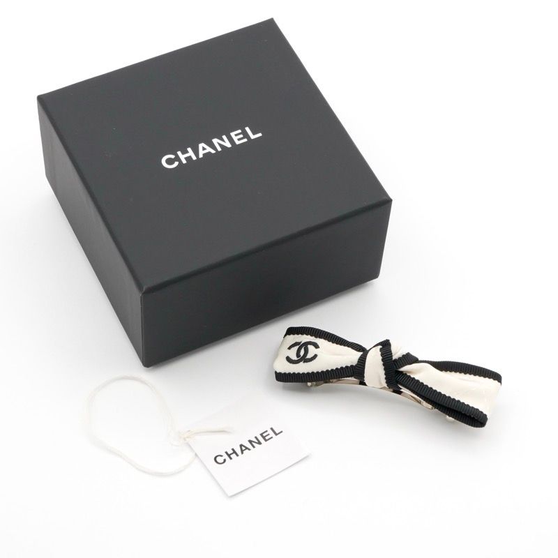 シャネル CHANEL ヘアアクセサリー アイボリー ブラック ココマーク