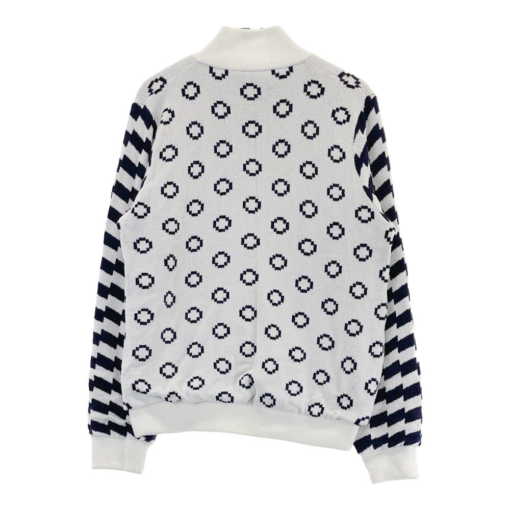 サイズ L AND PER SE アンパスィ 裏地付 ニットジャケット 総柄 ホワイト系 ゴルフウェア レディース ストスト