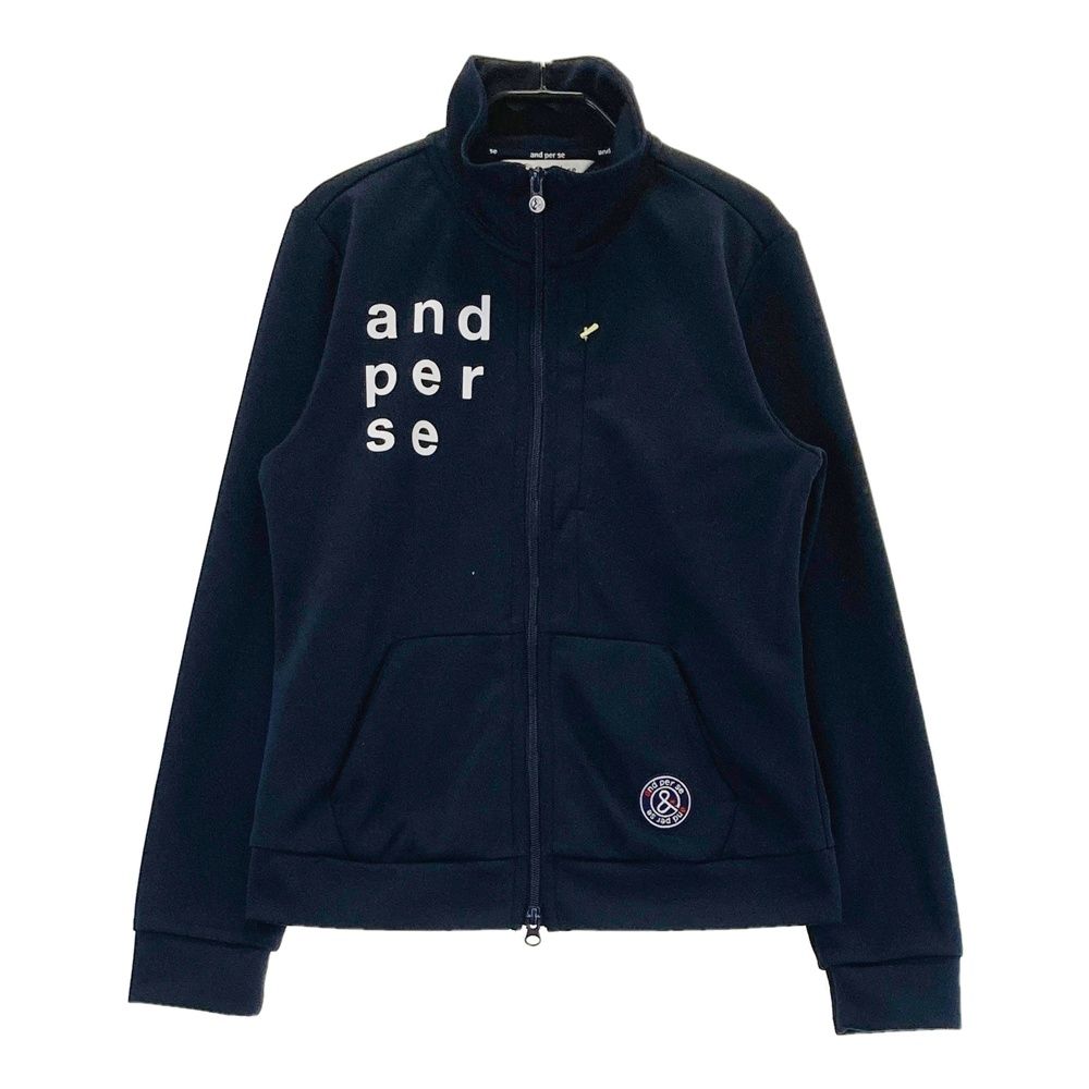 and per se ネイビー ジャケット M サイズ：M AND PER SE アンパスィ ロゴプリント 長袖ジャケット