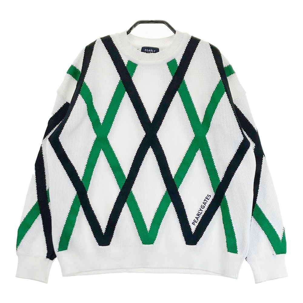 サイズ 1 PEARLY GATES パーリーゲイツ モデル 長袖 ニットセーター 総柄 ホワイト系 ゴルフウェア レディース ストスト