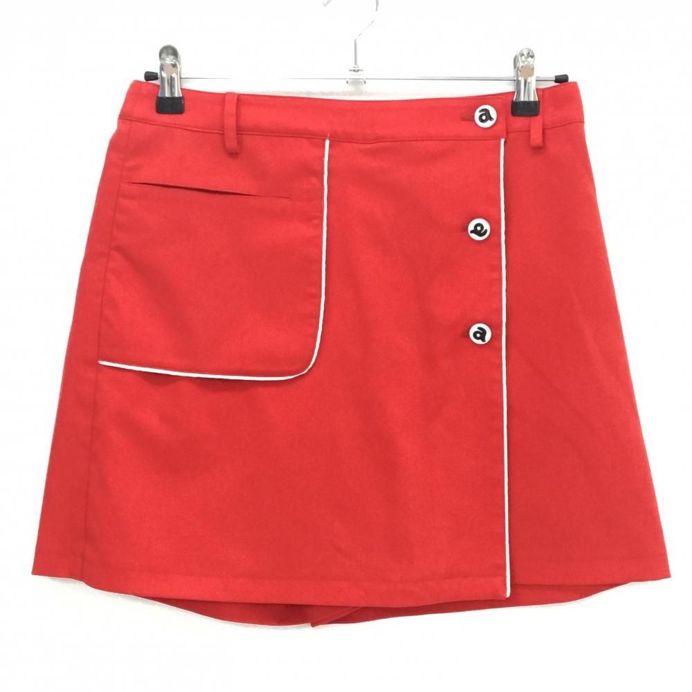 アルチビオ キュロットスカート レッド 白 黒 ロゴボタン ストレッチ レディース 40 L ゴルフウェア archivio