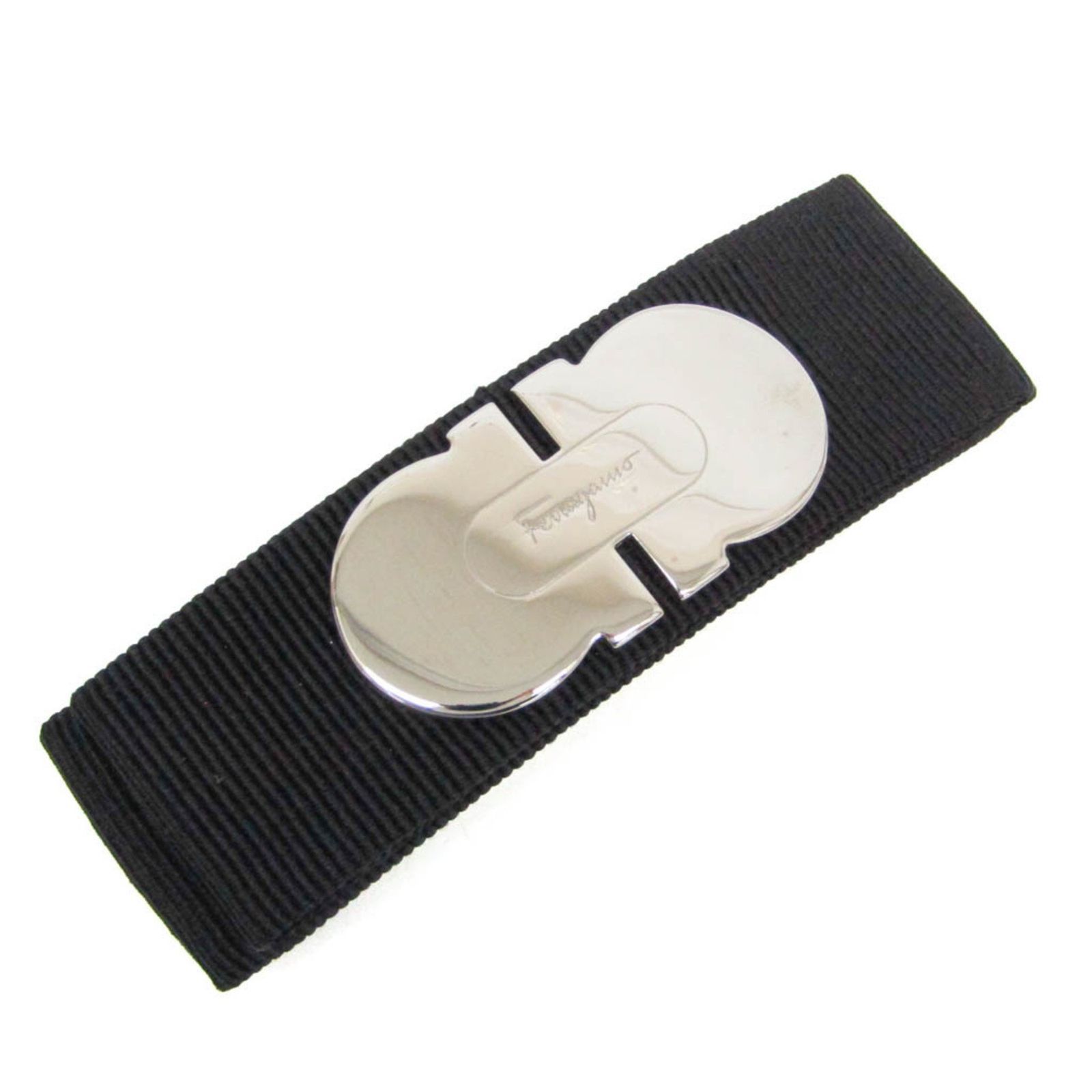 サルヴァトーレ フェラガモ Salvatore Ferragamo ガンチーニ 34 8092 コットン メタル レディース バレッタ ブラック シルバー