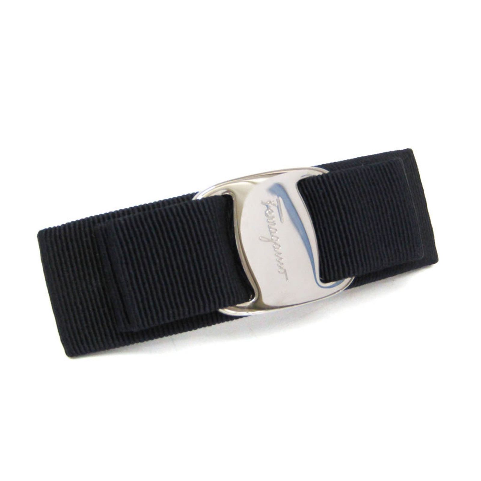 サルヴァトーレ フェラガモ Salvatore Ferragamo ヴァラ 34 6834 コットン メタル レディース バレッタ ダークネイビー シルバー