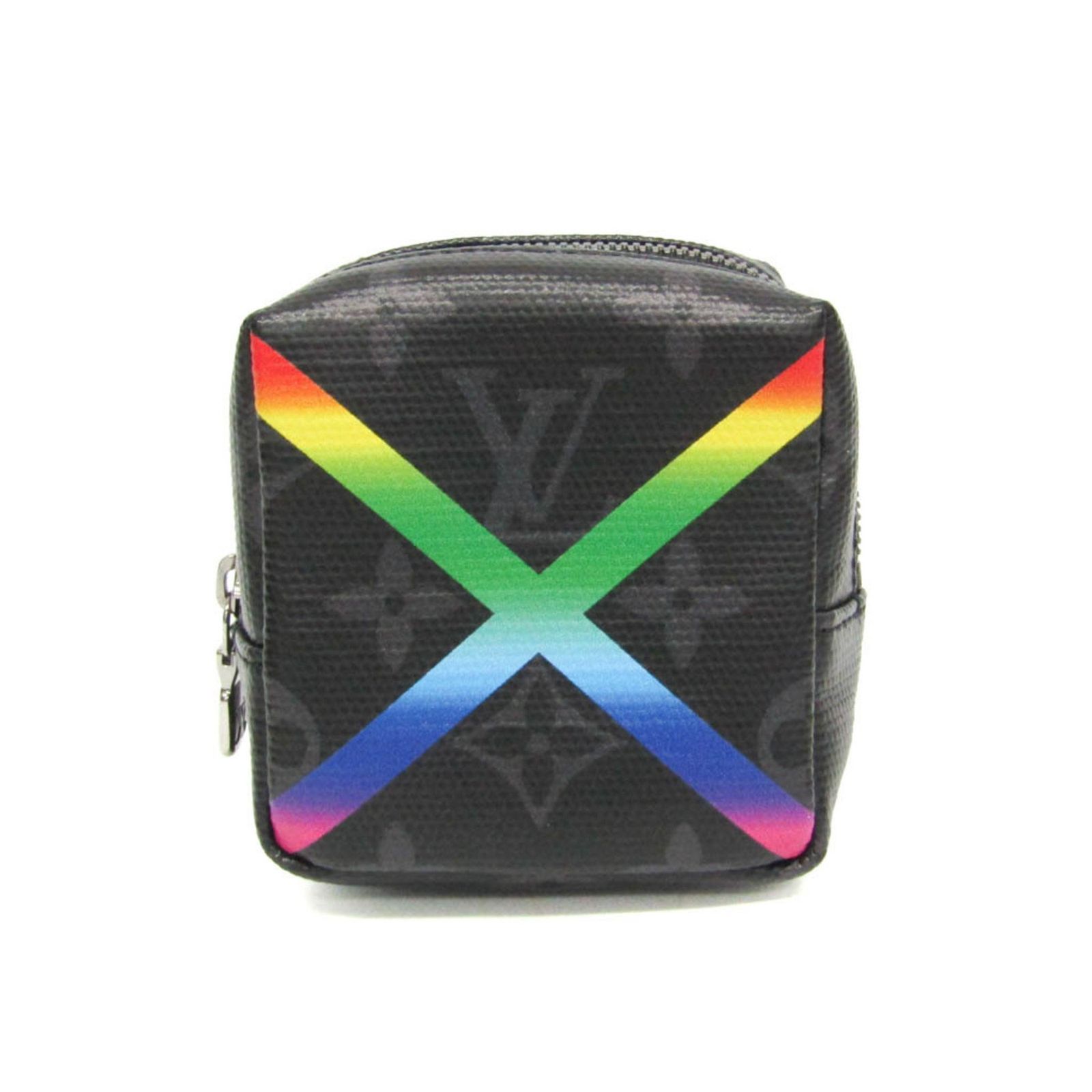 ルイ ヴィトン Louis Vuitton モノグラム エクリプス ビジューサック スクエアポーチ シャイニー レインボー MP 2467 メンズ ポーチ ブラック モノグラムエクリプス