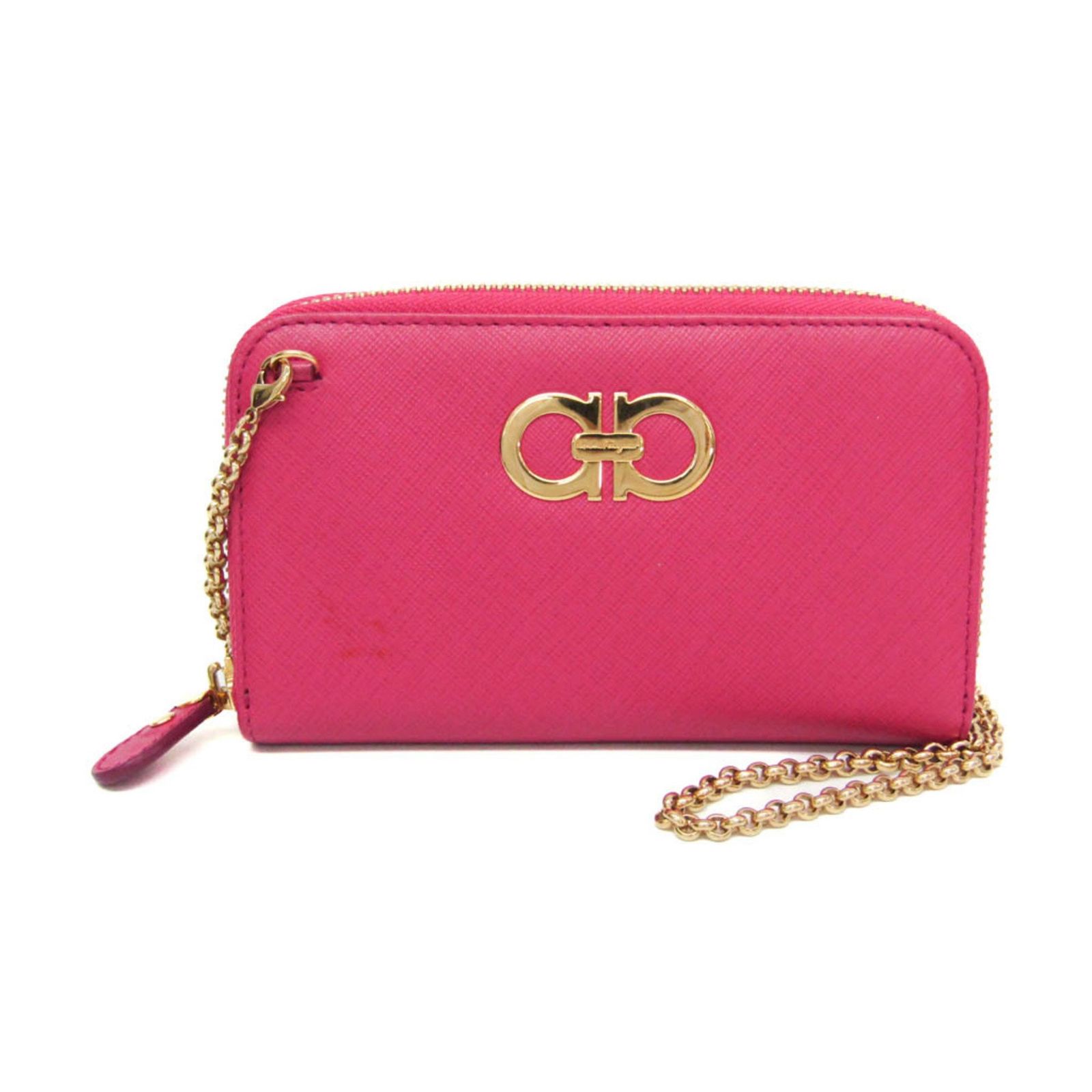 サルヴァトーレ フェラガモ Salvatore Ferragamo ガンチーニ 22 B 934 レディース レザー チェーン ショルダーウォレット ピンク