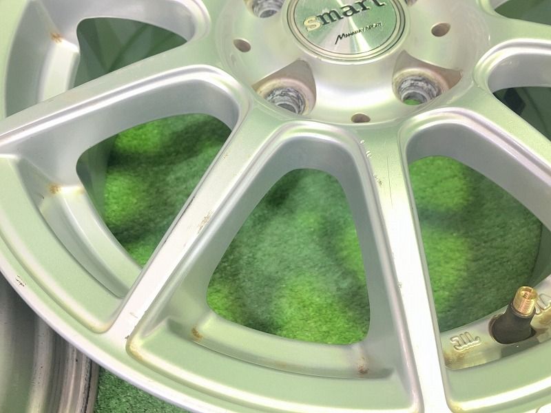 スマート ﾏｰﾁ ｷｭｰﾌﾞ ホイール アルミ シルバー 14インチ 5 J 4穴 4本 100 45