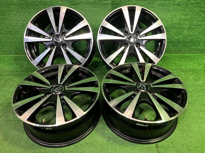 LYNX ﾌｨｯﾄ ホイール アルミ ブラックポリッシュ 15インチ 6 J 4穴 4本 100 52