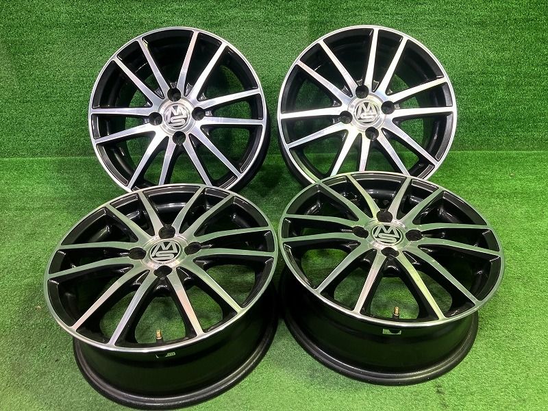 MS ｱｸｱ ホイール アルミ ブラックポリッシュ 15インチ 6 J 4穴 4本 100 43