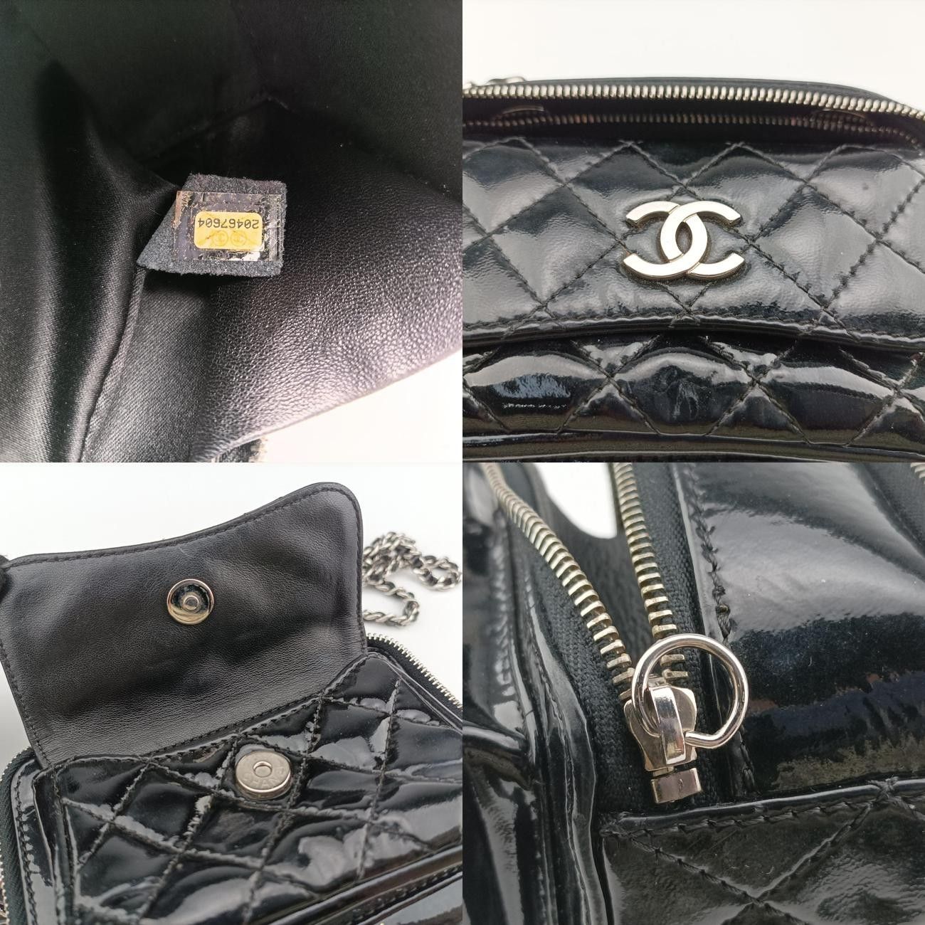 シャネルChanelマトラッセ メタリック カメラ ブラック エナメル