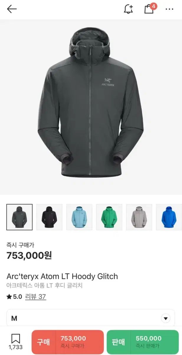 S級タグ保有 アークテリクス アトム LT フーディ Glitch Mode M