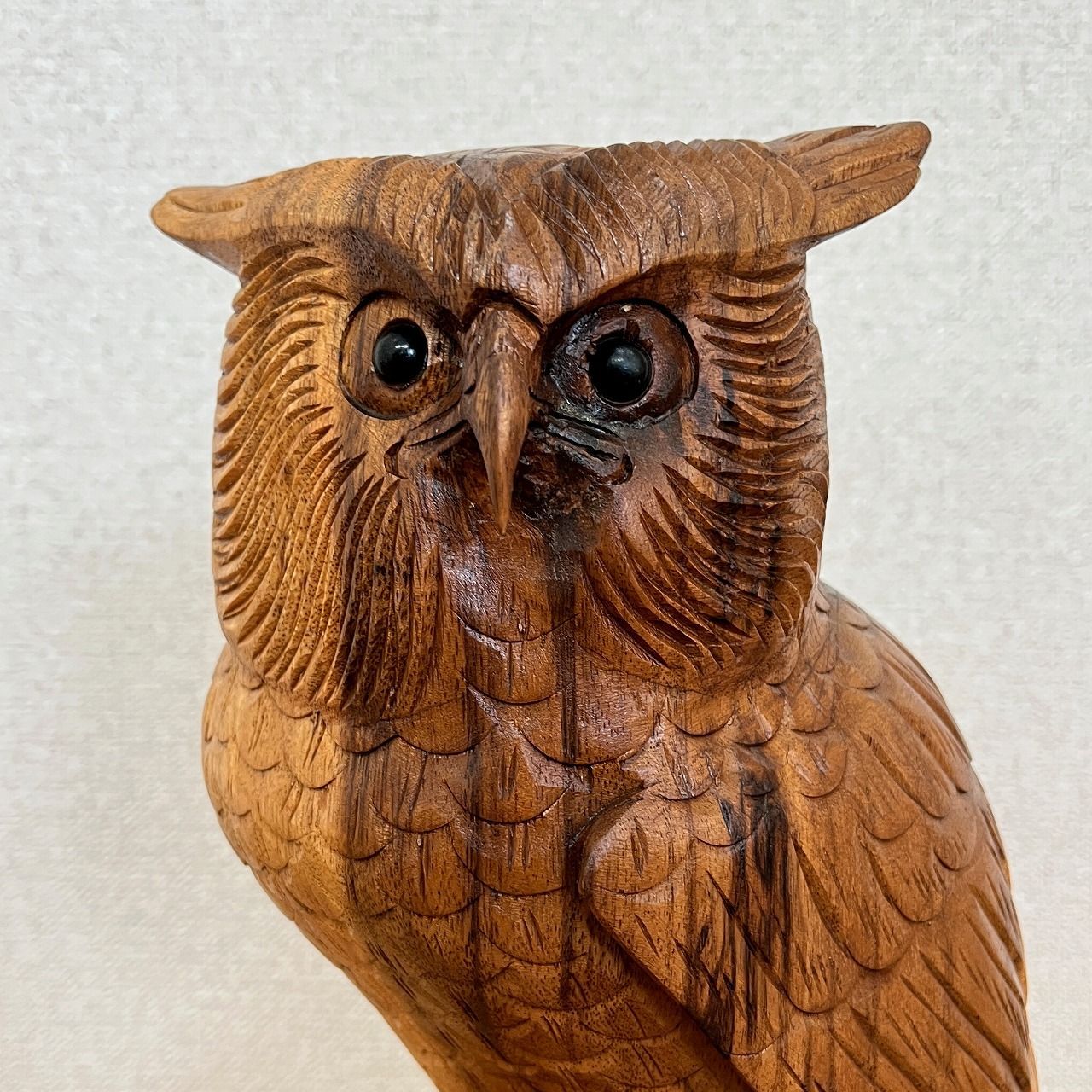 木製フクロウの彫刻 木製フクロウ彫刻 高さ約30cm 約30cm