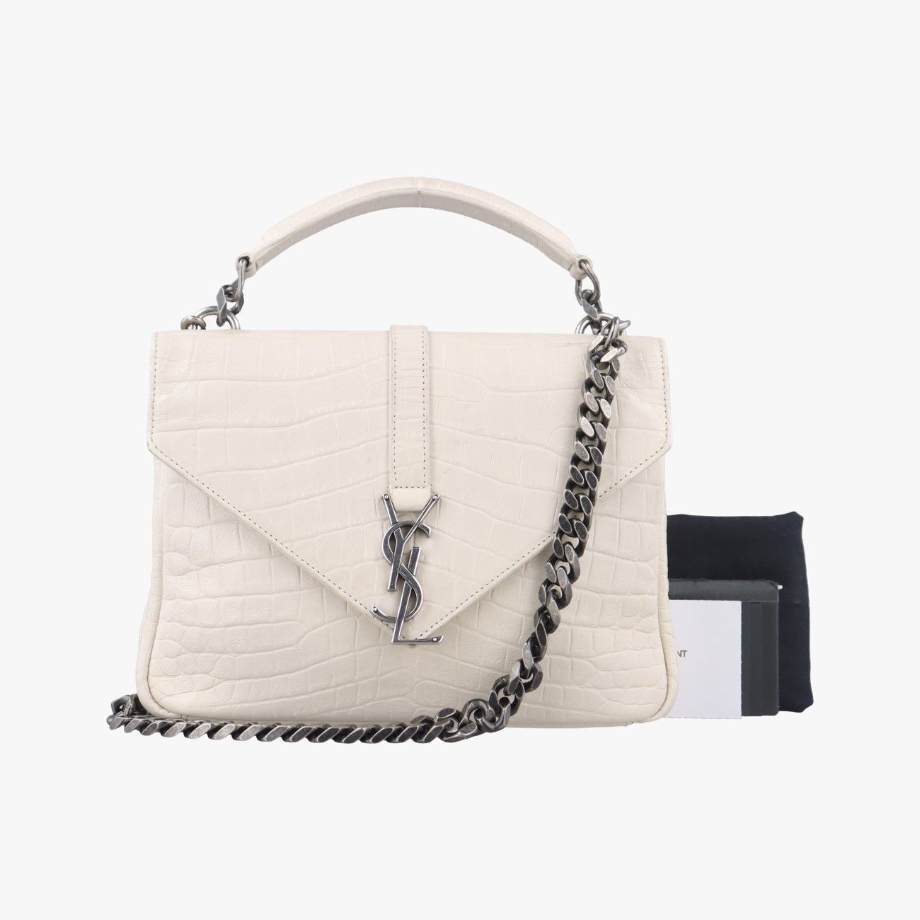 イヴサンローランYves Saint Laurentカレッジ ホワイト レザー 428101 .0916