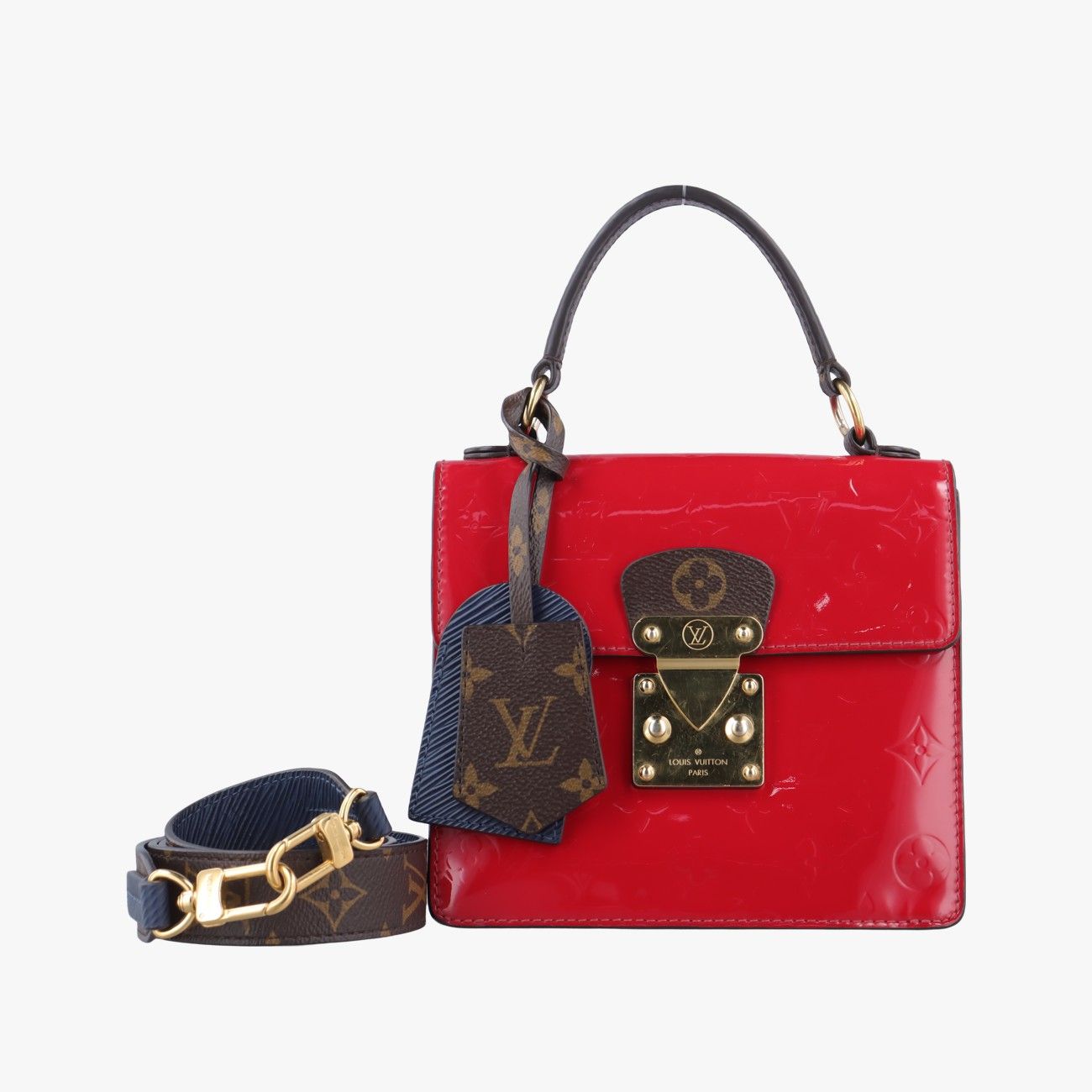 ルイヴィトンLouis VuittonスプリングストリートPM スカーレット ヴェルニ×レザー×モノグラムキャンバス M 90505 FK 0240 ICチップ