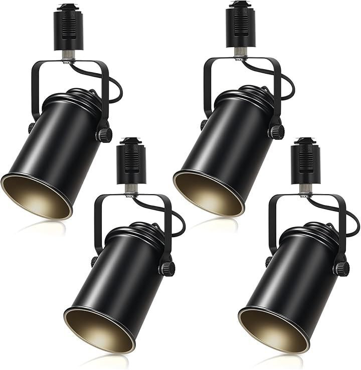 Aiwode レールライト ダクトレール用スポットライト E26口金 角度調節可能 ロック機構により脱落を防止 簡単なインストール 高級 和風 目に優しい 節電 省スペース設計 (ブラック，  4電球なし