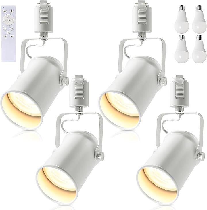 Aiwode レールライト ダクトレール用スポットライト E 26口金 角度調節 ロック機構により脱落を防止 簡単なインストール 和風 目に優しい 節電 省スペース設計 ホワイト 4調光電球
