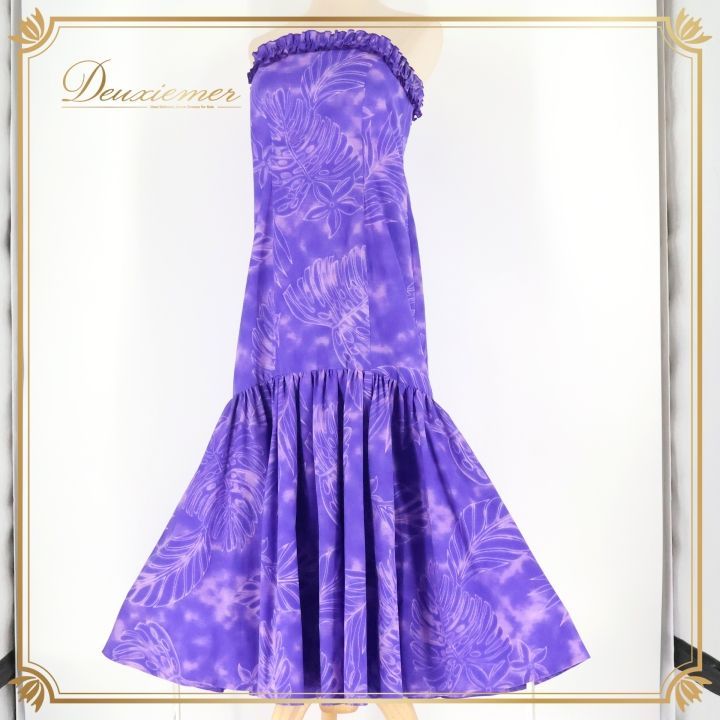 フラダンス 衣装 ワンピース ドレス パープル系 パンドール 日本製