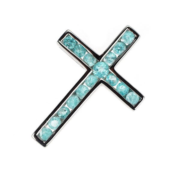 希少 K18WG パライバ トルマリン ペンダントトップ 0.37ct クロス