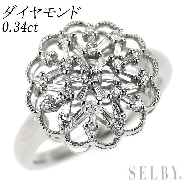 Pt 900 ダイヤモンド リング 0 34 ct フラワー