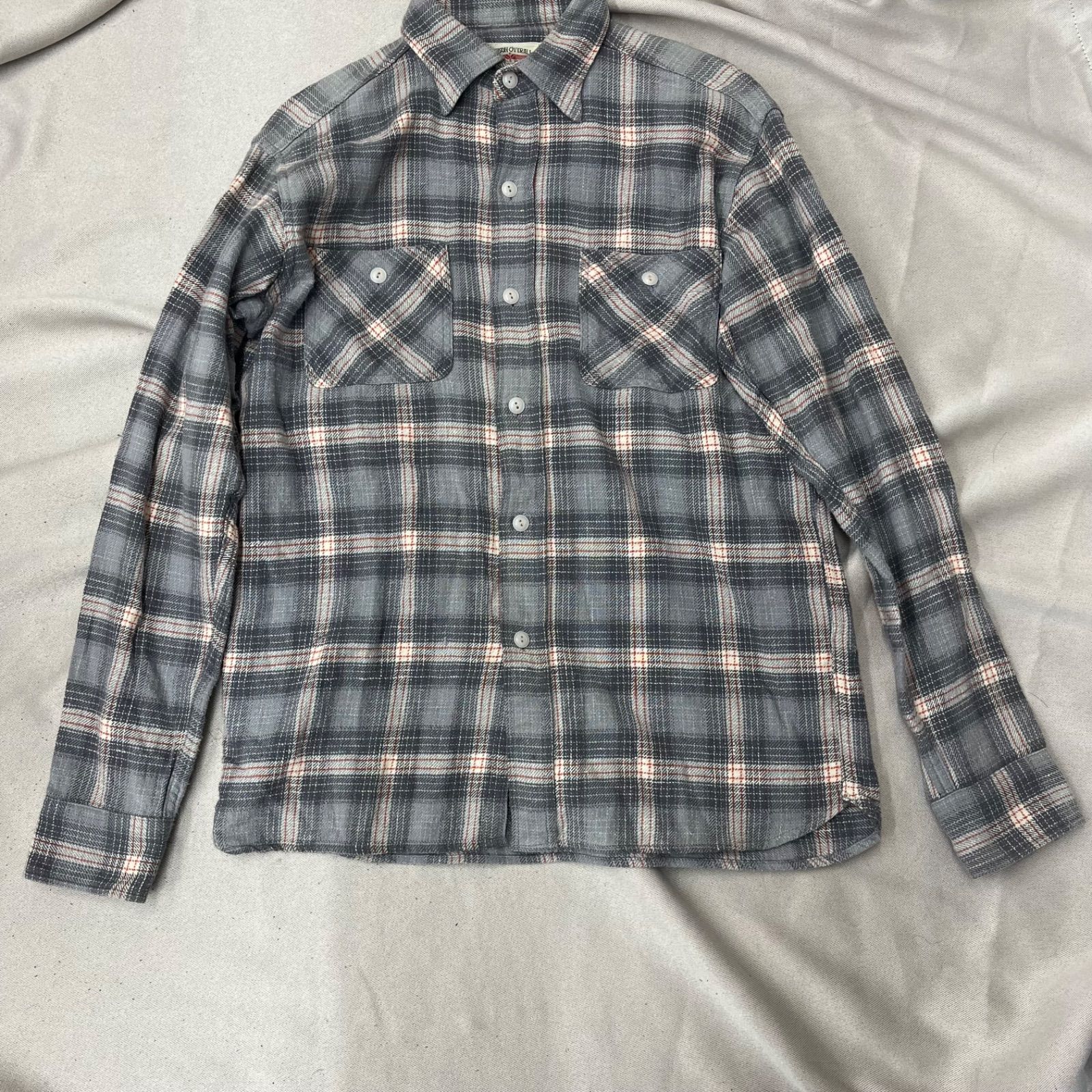 STEVENSON OVERALL CO. スティーブソンオーバーオールズ ネルシャツ 長袖 タータンチェック グレー系 マルチ Mサイズ メンズ