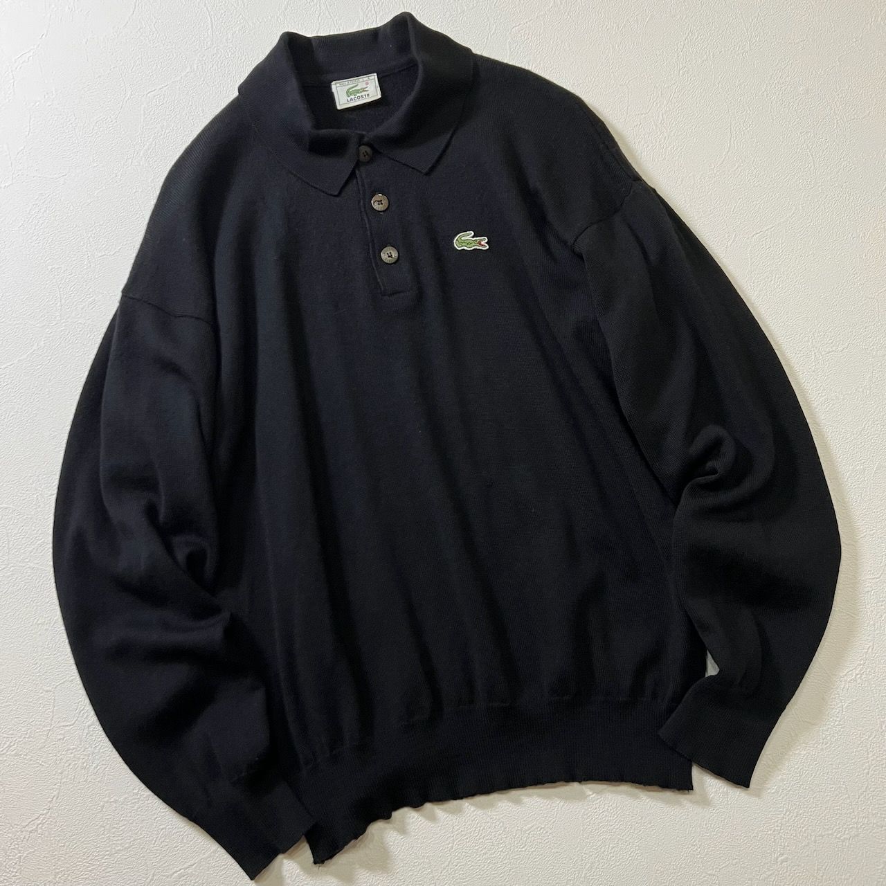 80s France LACOSTE ウール ワンポイントロゴ フレラコ ニット