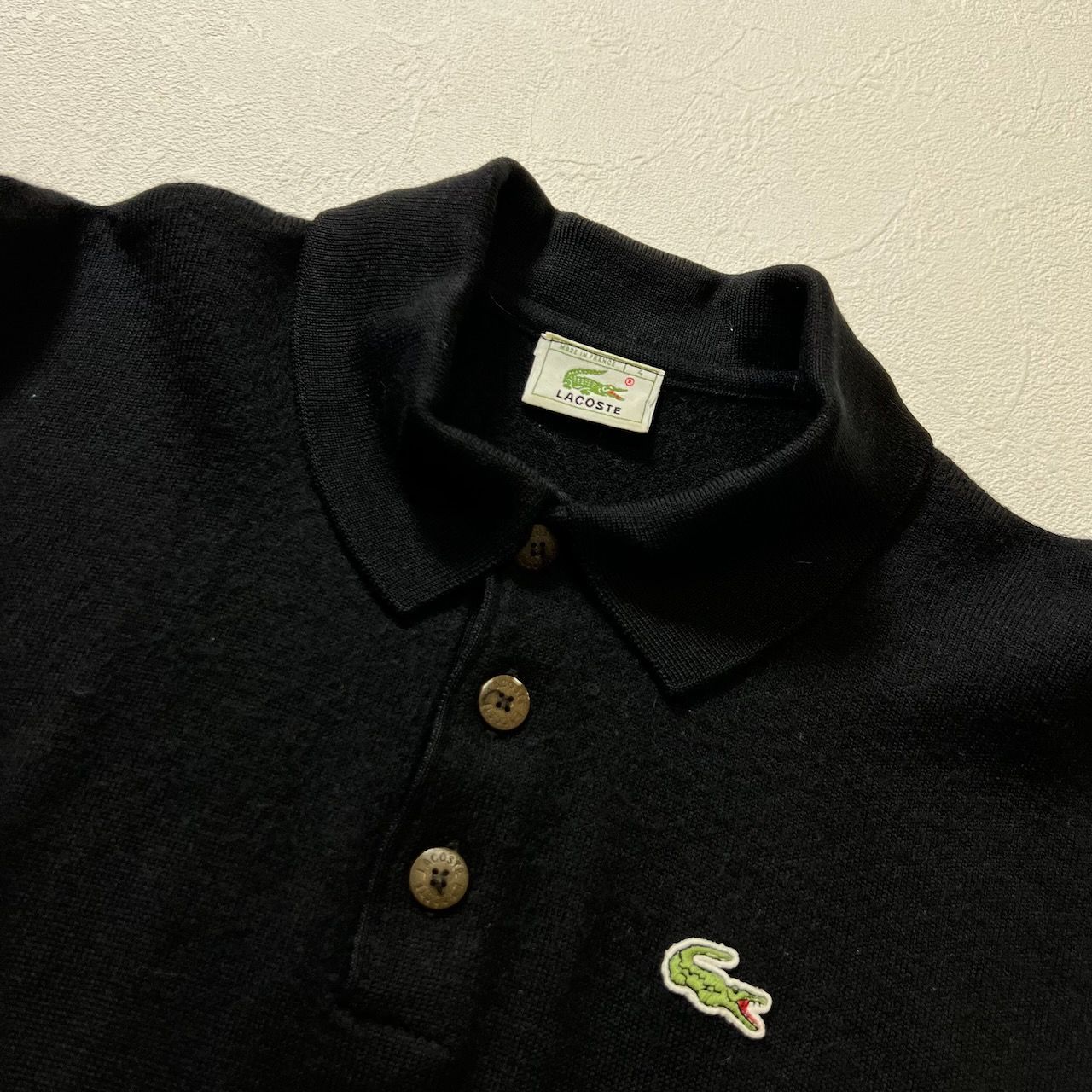 80s France LACOSTE ウール ワンポイントロゴ フレラコ ニット