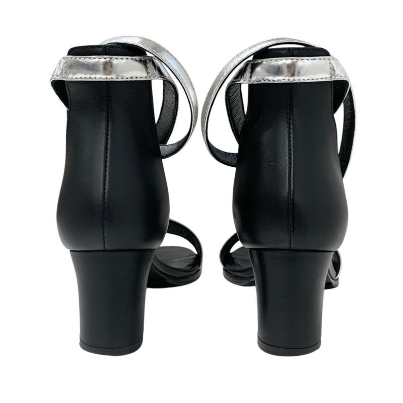 エルメス HERMES マネージュ サンダル 靴 シューズ レザー シルバー