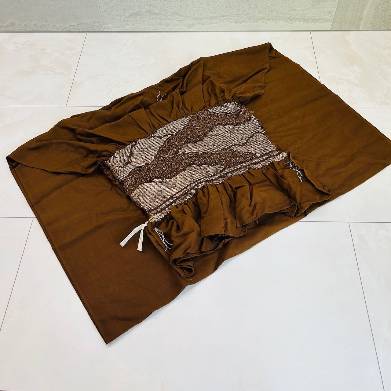 洒落袋帯　美品　茶色系　絞り 兵児帯新品未使用 帯 高級絞 兵児帯 茶系 男物 総絞り 木箱入り 美品