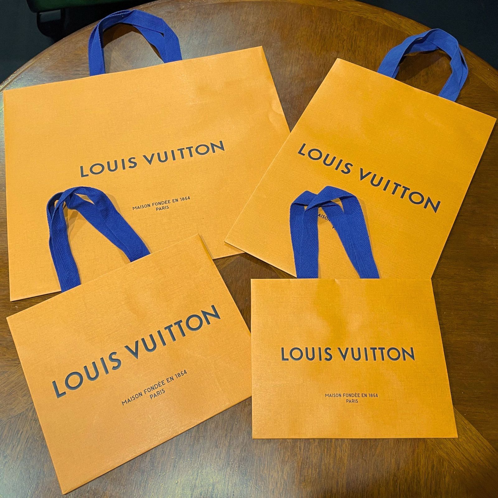 やや保管ダメージあり LOUIS VUITTON ルイヴィトン LV ショッパー 紙袋 オレンジ ギフト プレゼント サイズ違い４種 セット