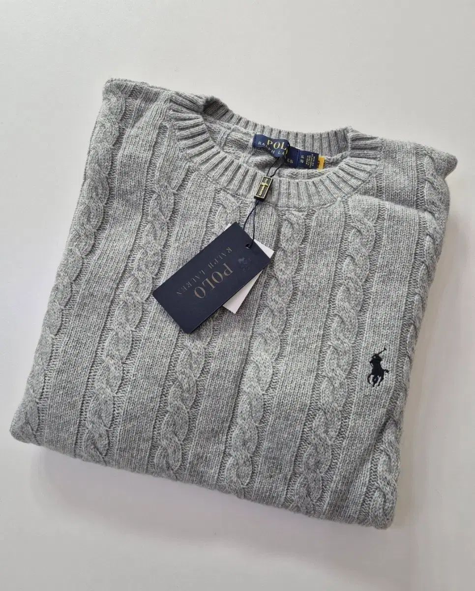 ポロ ケーブル編みニット グレー XL (新品) - メルカリ
