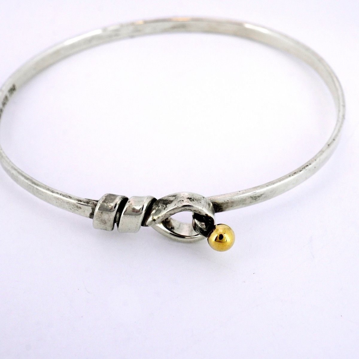 5job0574】ティファニー バングル フック＆アイ K18YG イエロー