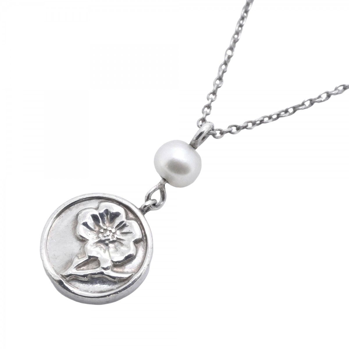 5job0589】ティファニー ネックレス フラワー 丸型 サークル シルバー