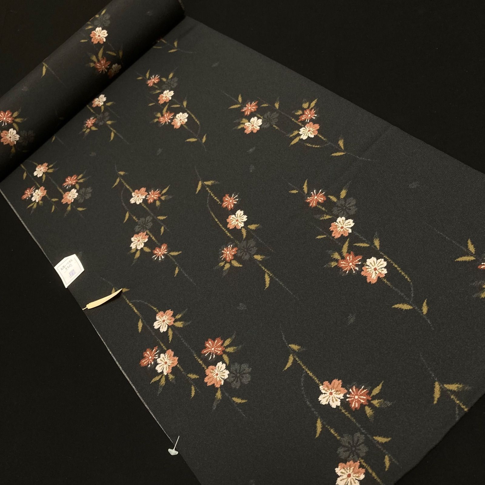 着物と帯オレンジ y109 ◾️割と綺麗なポリエステル化繊小紋着尺反物5