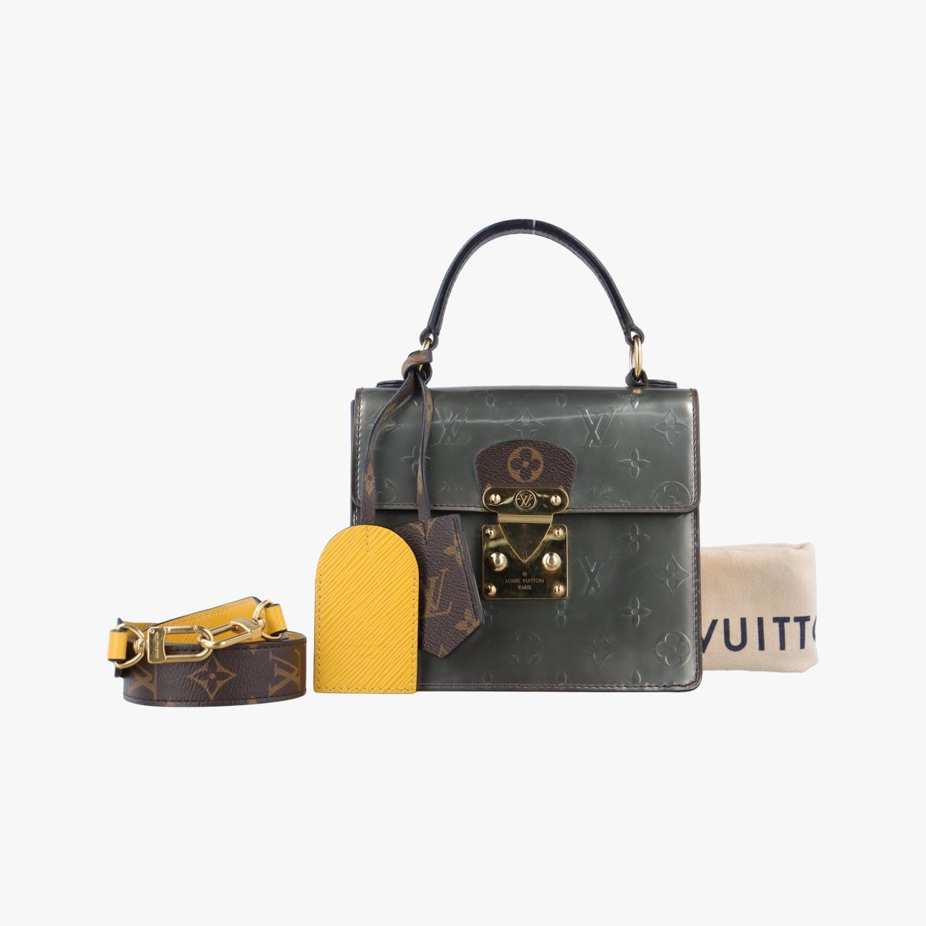 ルイヴィトンLouis VuittonスプリングストリートPM シルバー×ブラウン