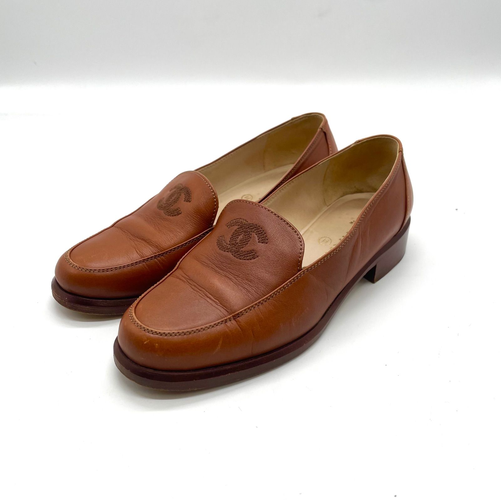 CHANEL シャネル ローファー ヴィンテージ ステッチ ココマーク 22cm