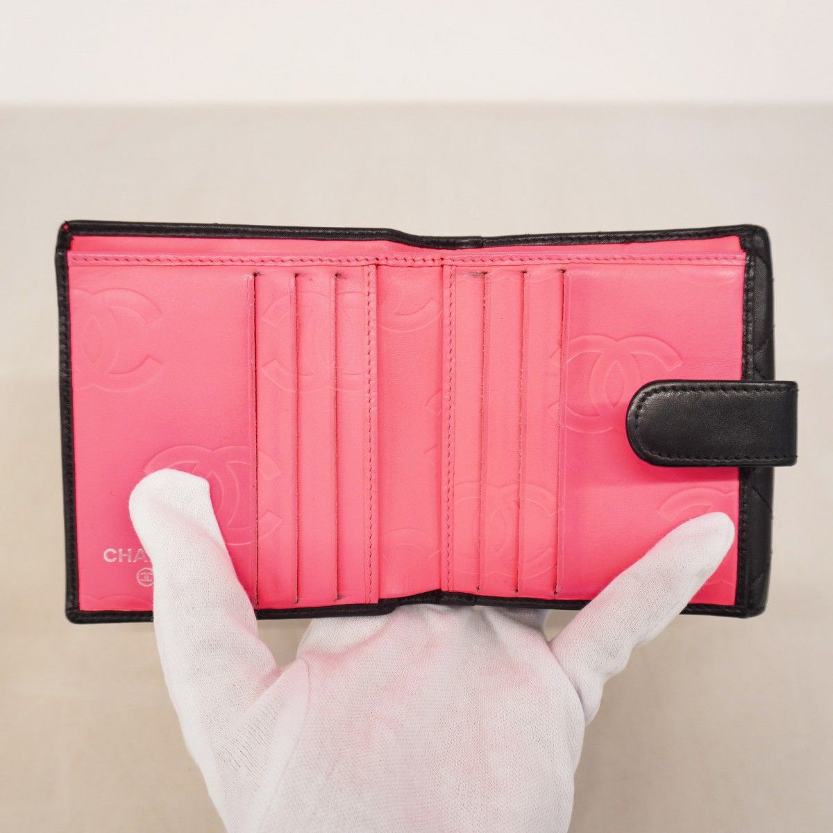  5 oe 6156 h シャネル 財布 カンボン ラムスキン ブラック シルバー金具 レディース その他 小物