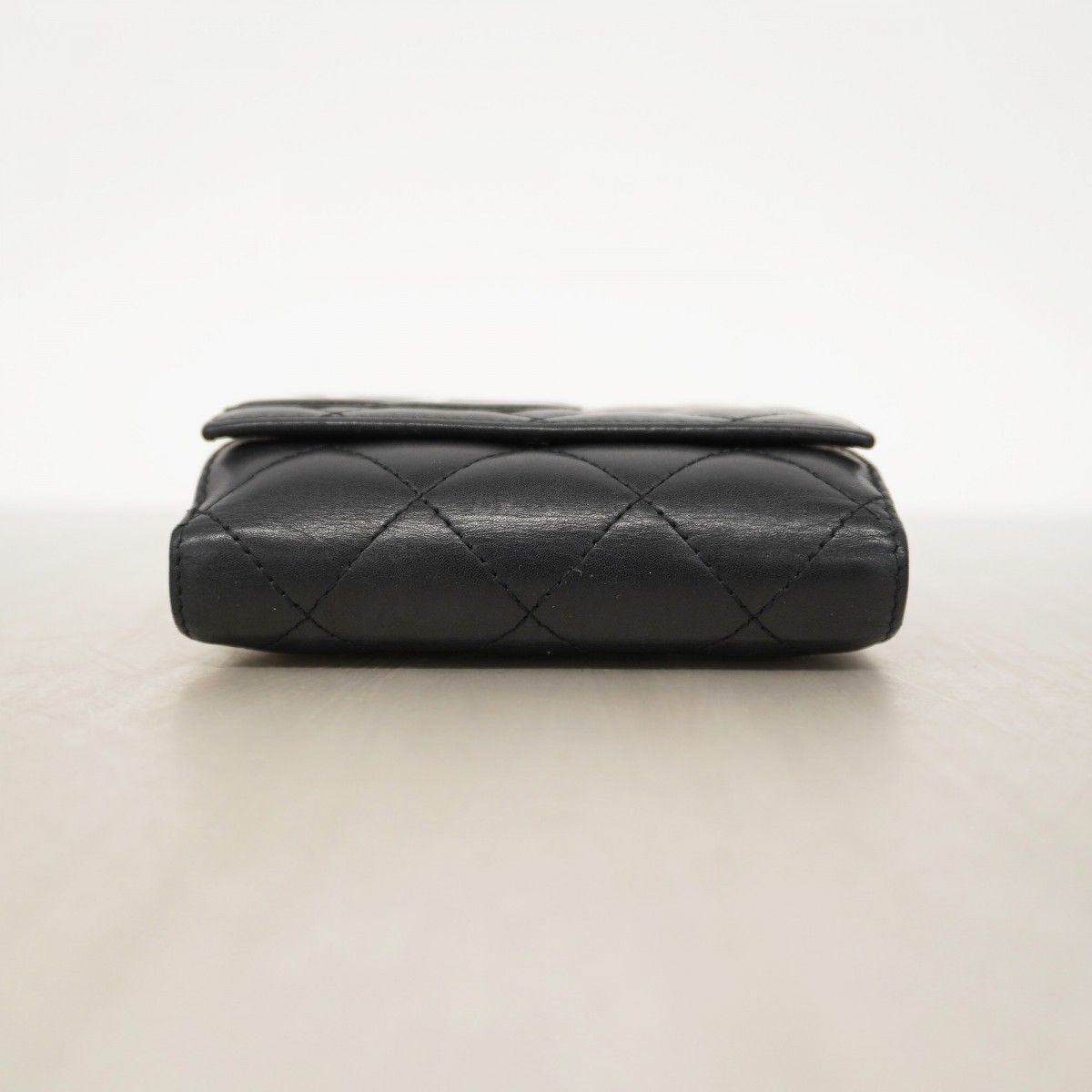 5 oe 6156 h シャネル 財布 カンボン ラムスキン ブラック シルバー金具 レディース