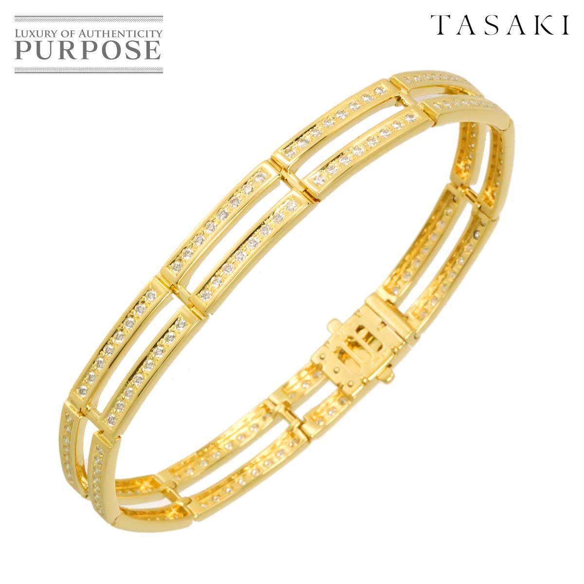 タサキ TASAKI ダイヤ 1.54ct ブレスレット 17.5cm K18 YG イエロー
