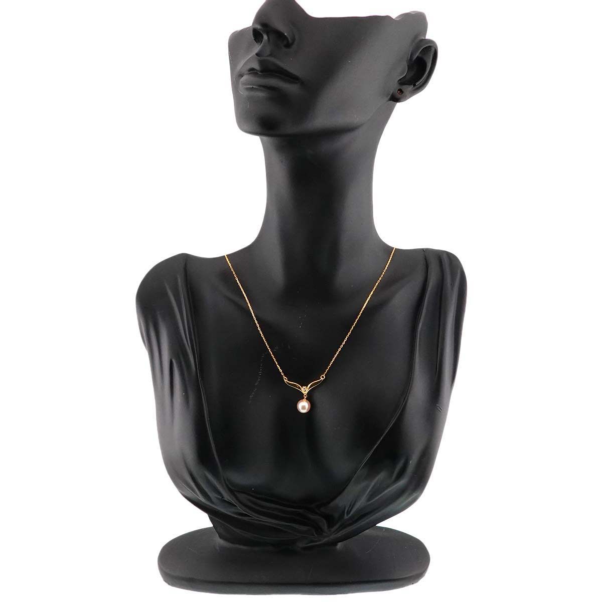 ミキモト MIKIMOTO アコヤ真珠 7.3mm ダイヤ ネックレス 42cm K18 YG