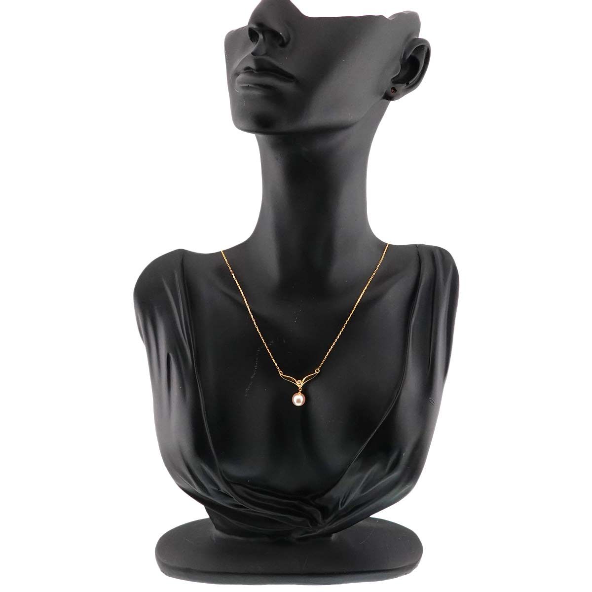 ミキモト MIKIMOTO アコヤ真珠 7.4mm ダイヤ ネックレス 42cm K18 YG