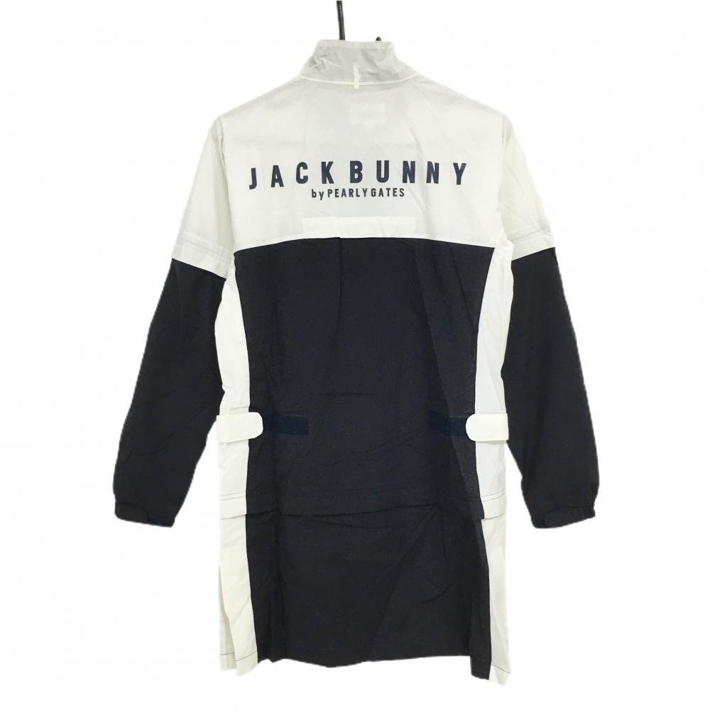 超 ジャックバニー 4 WAYレインワンピース ネイビー×白 ロゴプリント 裾着脱可 収納袋付 レディース 0 S ゴルフウェア Jack Bunny
