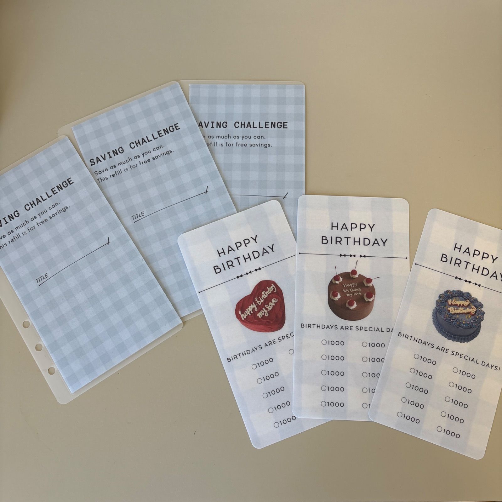 birthday＊°チェックシート付きリフィル/A6サイズ/saving/先取貯金