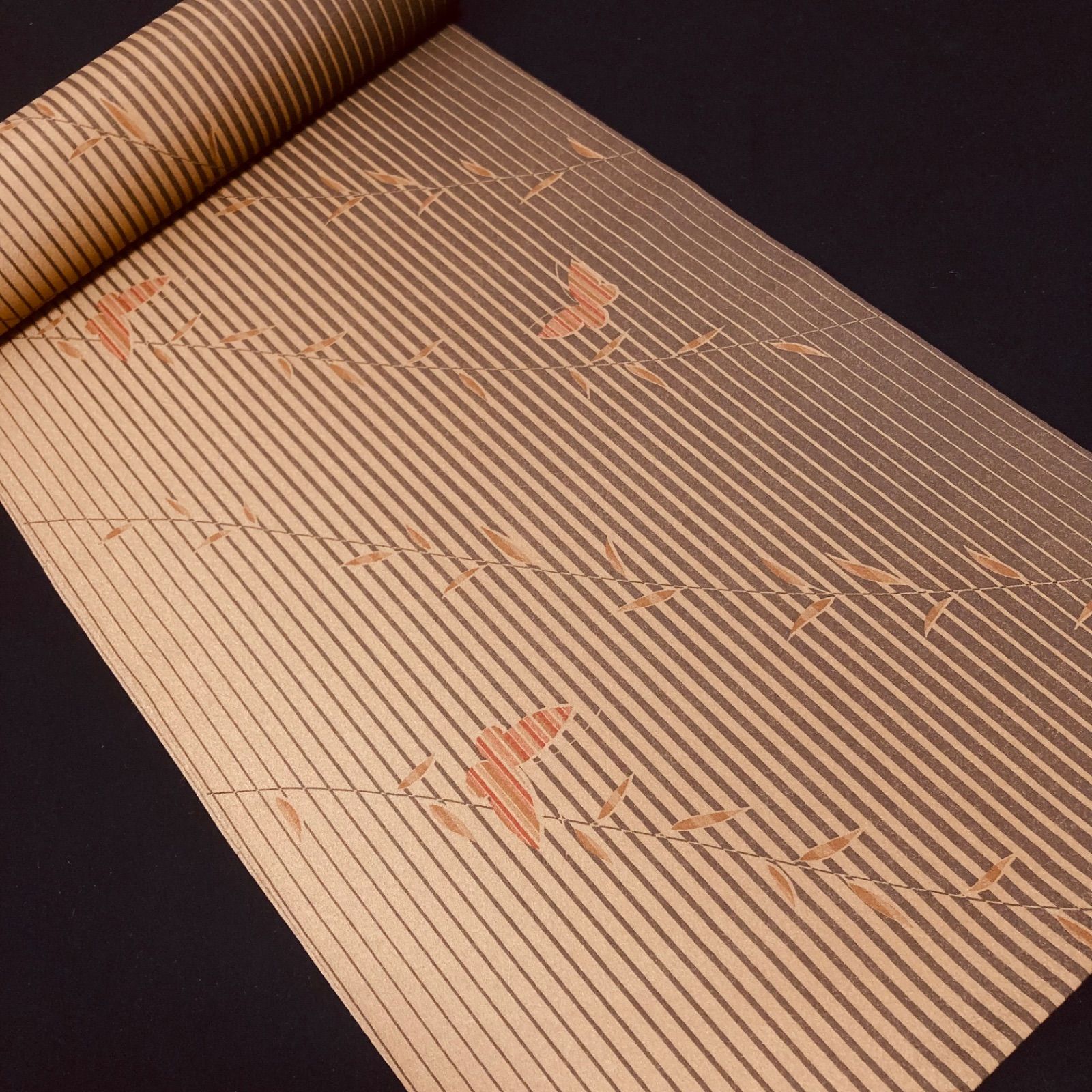 着物と帯オレンジ y112◾️割と綺麗なポリエステル化繊小紋着尺反物5点