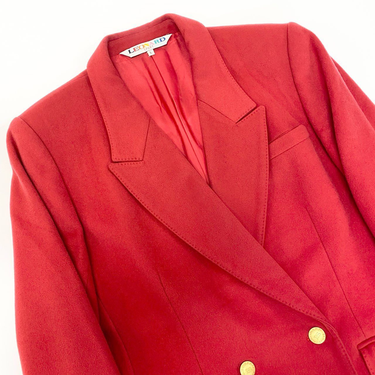 レオナール　カシミヤジャケット　赤 15Ⅼ1 LEONARD レオナール テーラードジャケット ブレザー カシミヤ