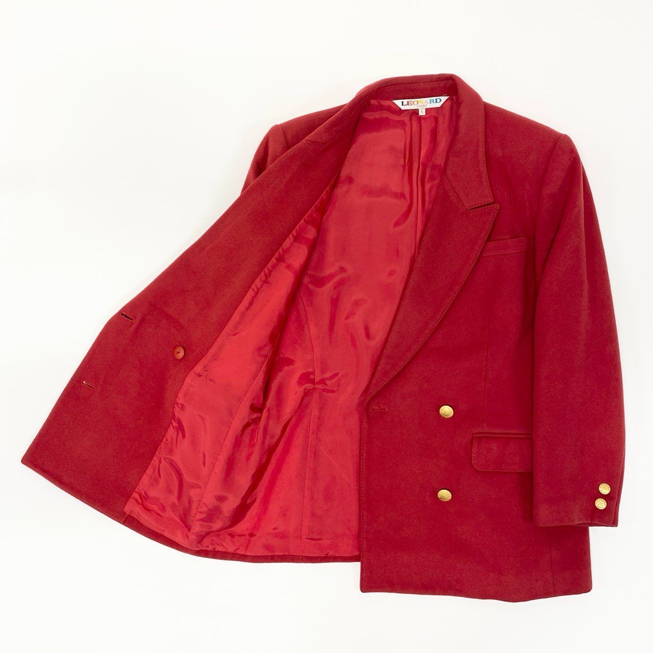 希少カラー⭐︎ルチアーノバルベラ カシミヤ テーラードジャケット ワインレッド色 15Ⅼ1 LEONARD レオナール テーラードジャケット ブレザー カシミヤ