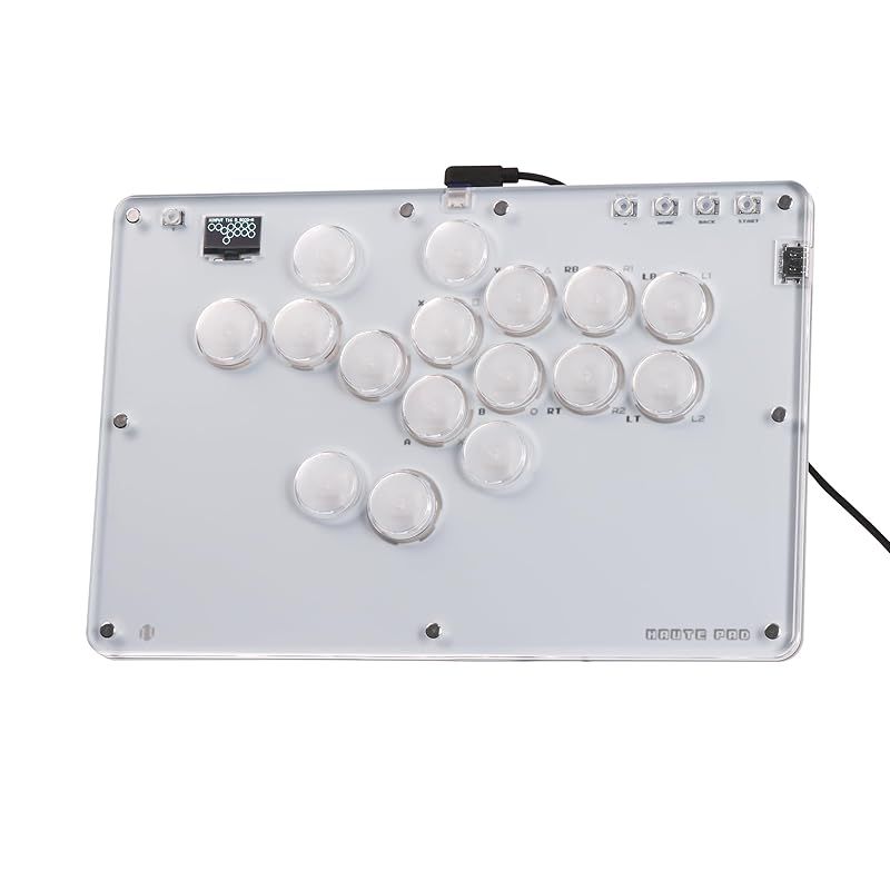 レバーレスアケコン レバーレス Haute 42 T 16 PRO レバーレス薄型ロープロ16ボタン 格闘ゲーム コントローラー 無遅延 pc Switch PS 4 3 RGB LED ホットスワップ＆SOCD対応クリスタル薄型ス