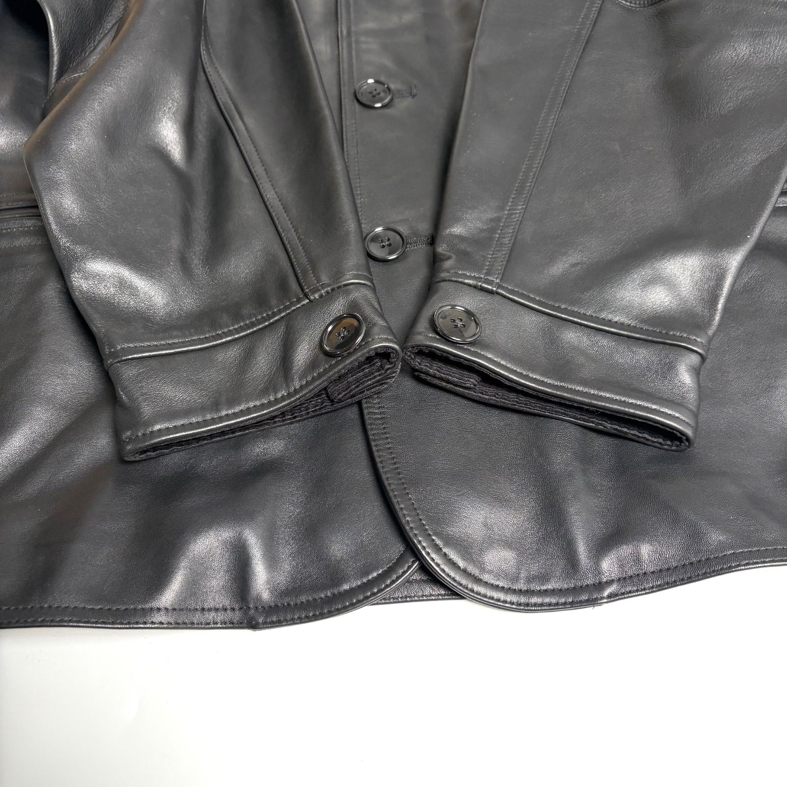 羊革】BEAMS レザージャケット 黒 M カーコートsheepskin オーバー