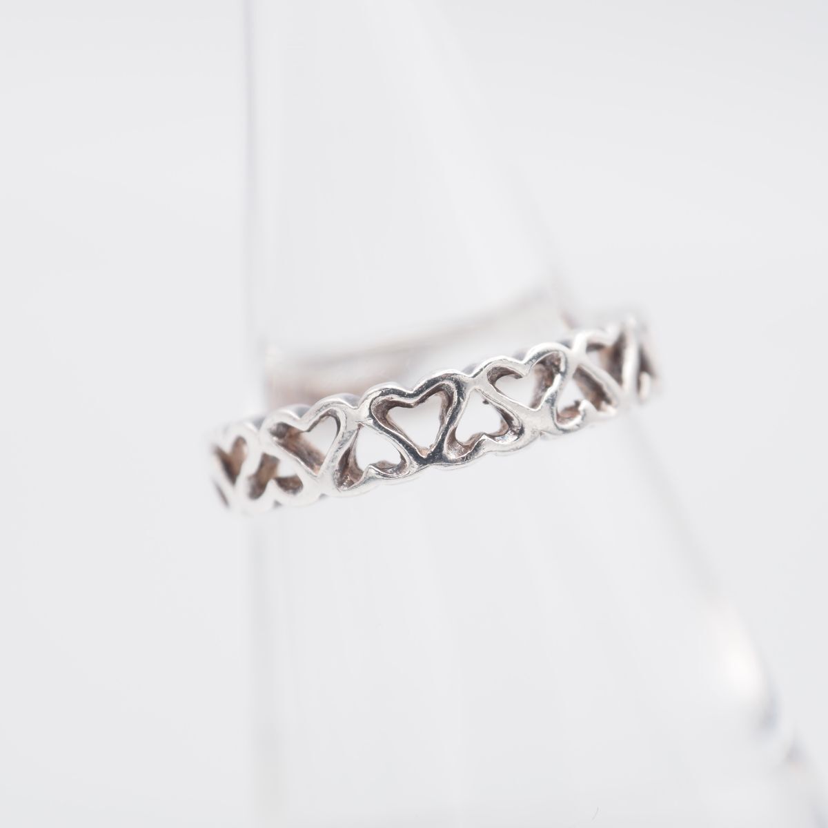 J055 ヴィンテージ 925刻印 リング オープンハート デザイン シルバー