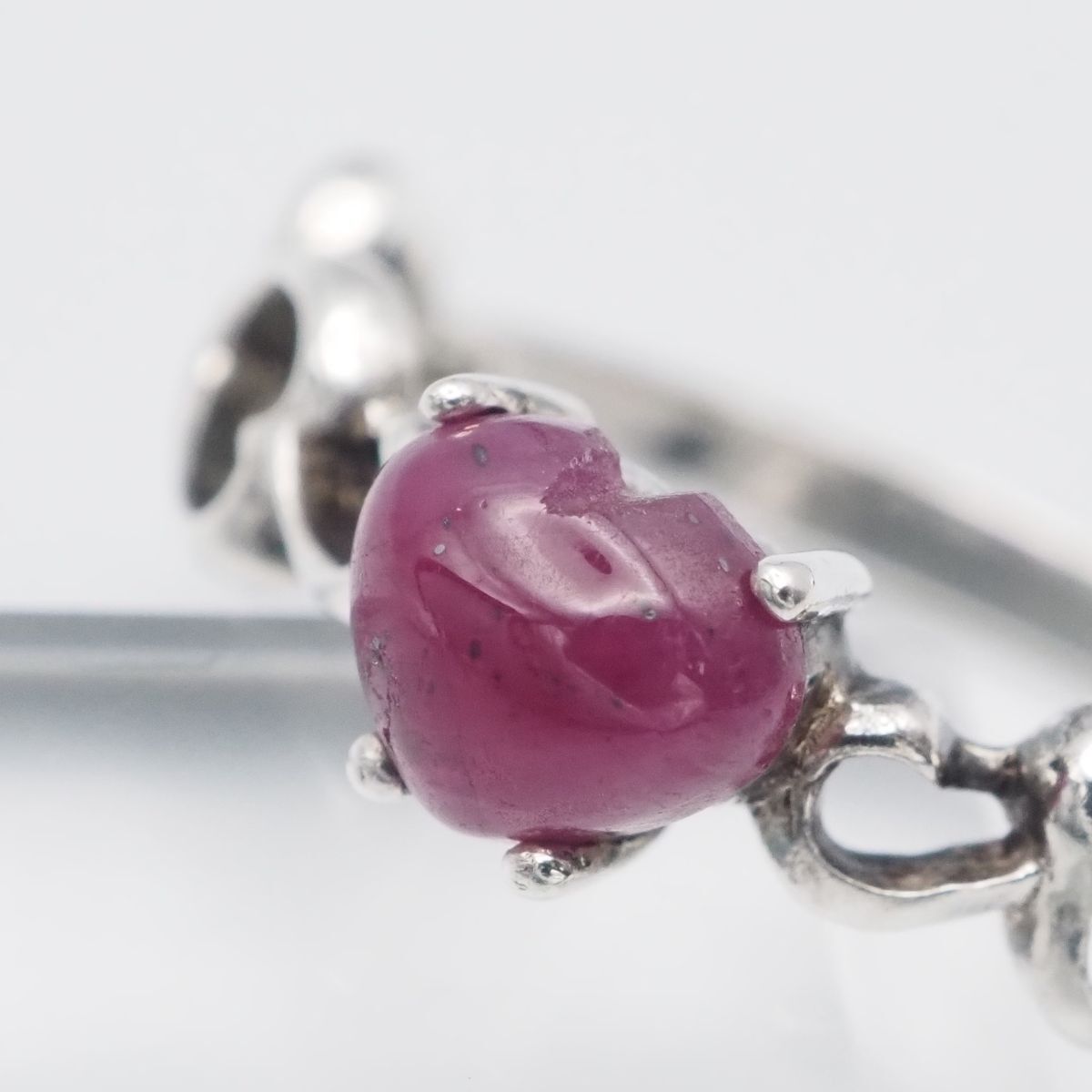 J193 ルビー? ピンクスピネル? 925刻印 リング ハート デザイン