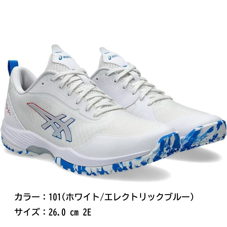 E 0498 asics アシックス テニスシューズ 5 OC スポーツ 運動 靴 くつ シューズ 101 ホワイト エレクトリックブルー 26 0 cm 2